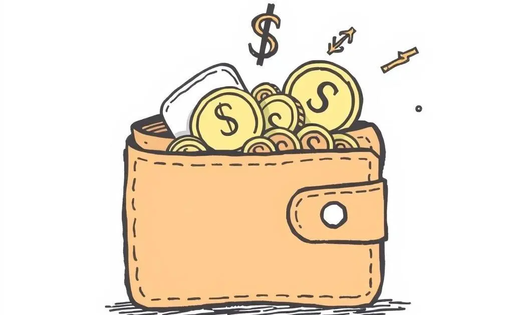 Wallet with financial symbols