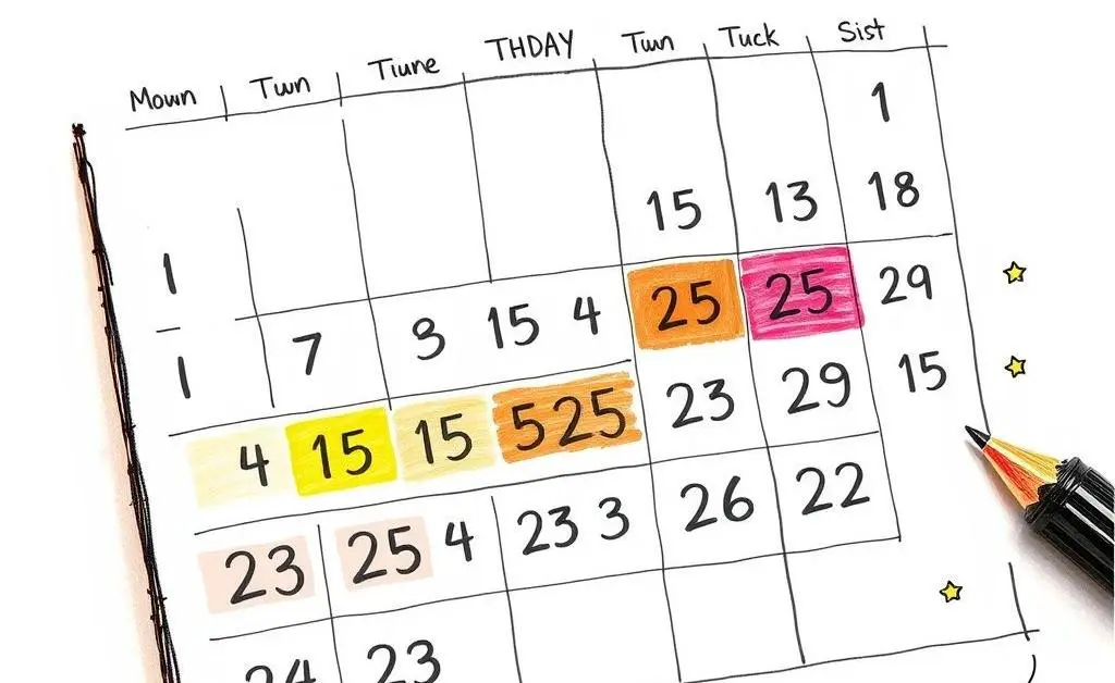 Hand-drawn image of a calendar with highlighted dates for credit card signup bonuses
