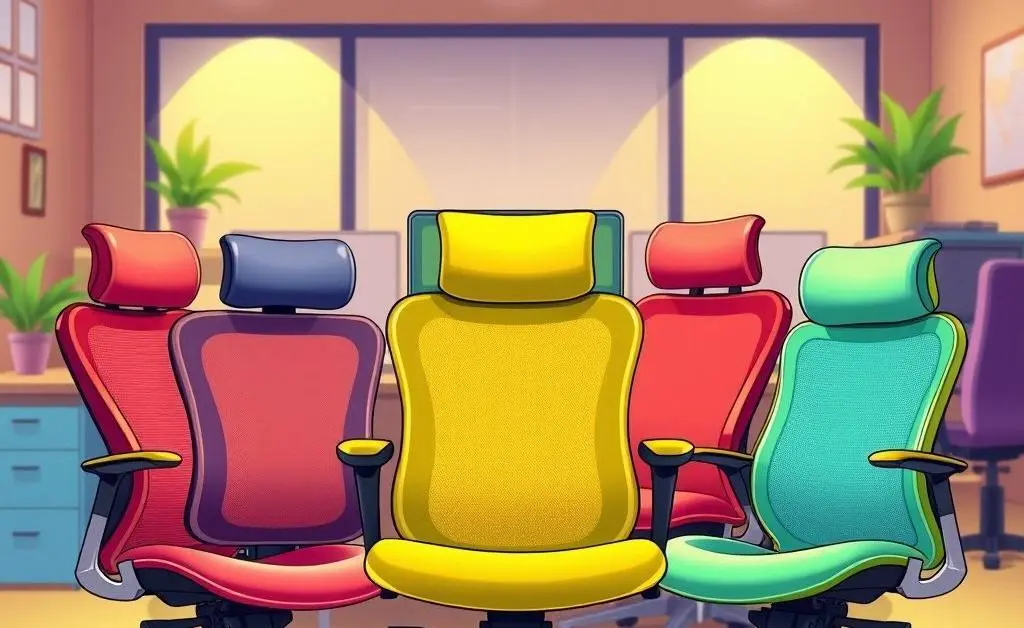 An illustration of different ergonomic chairs