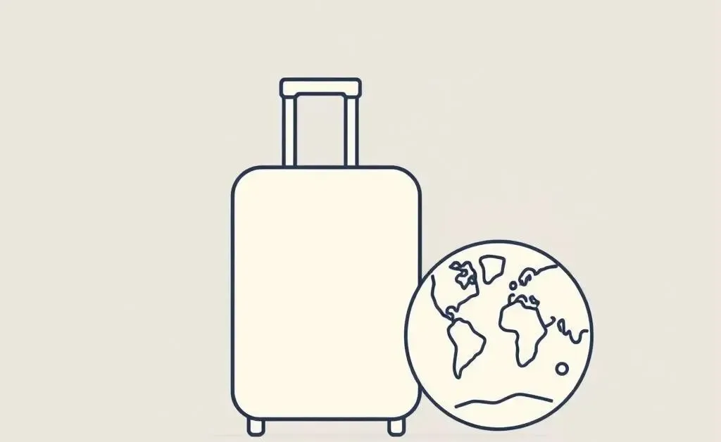 Minimalist drawing of a suitcase and a map symbolizing travel rewards