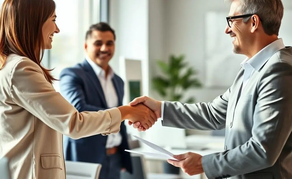 Person shaking hands with an insurance agent.