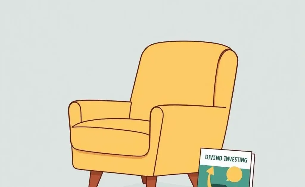 Armchair and a book titled 'Dividend Investing for Beginners.'