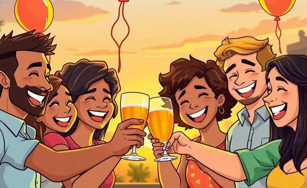 Group of friends sharing a celebratory toast