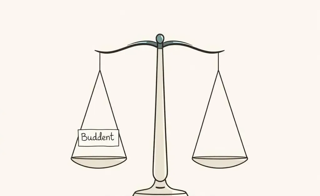 A scale balancing between 'Budget' and 'Freedom'