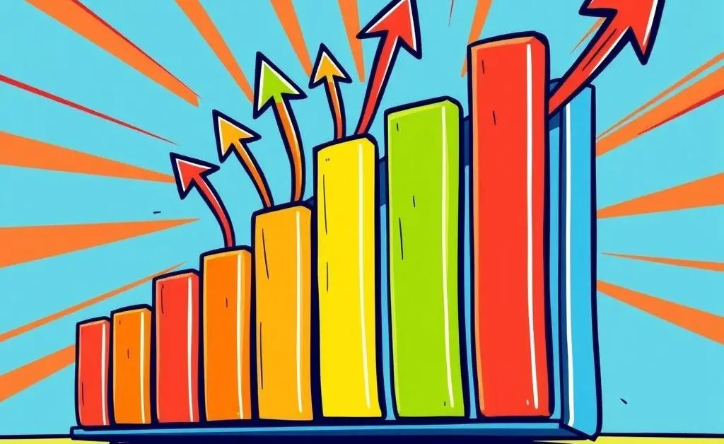 A cartoon of a credit score chart with arrows pointing both up and down.