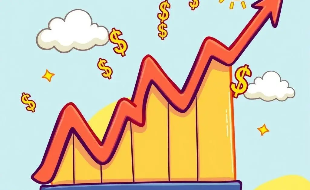 Stock market chart with upward trend