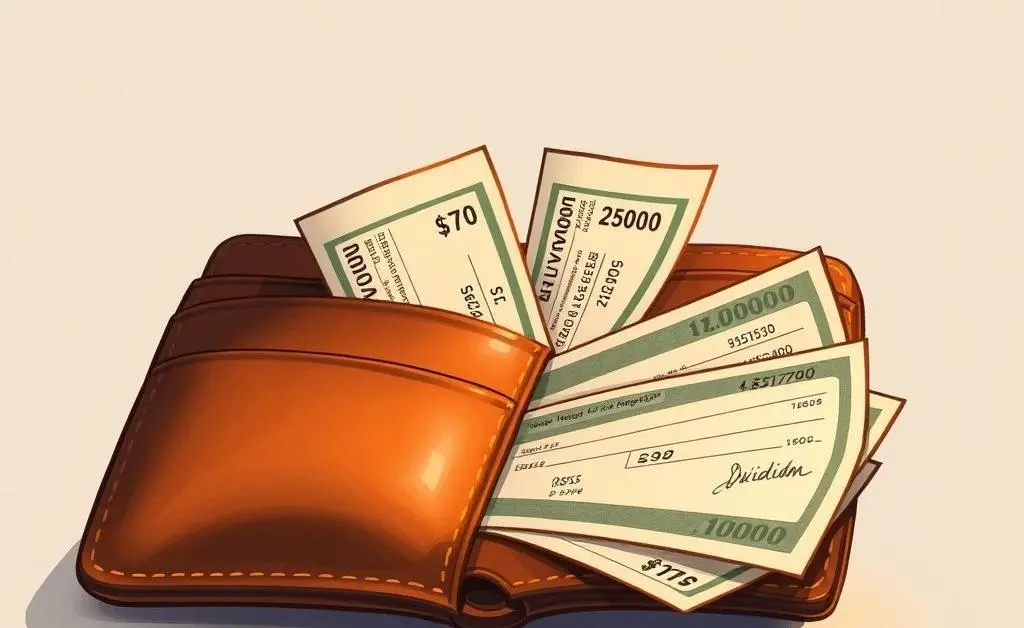 Wallet with cash and dividend checks