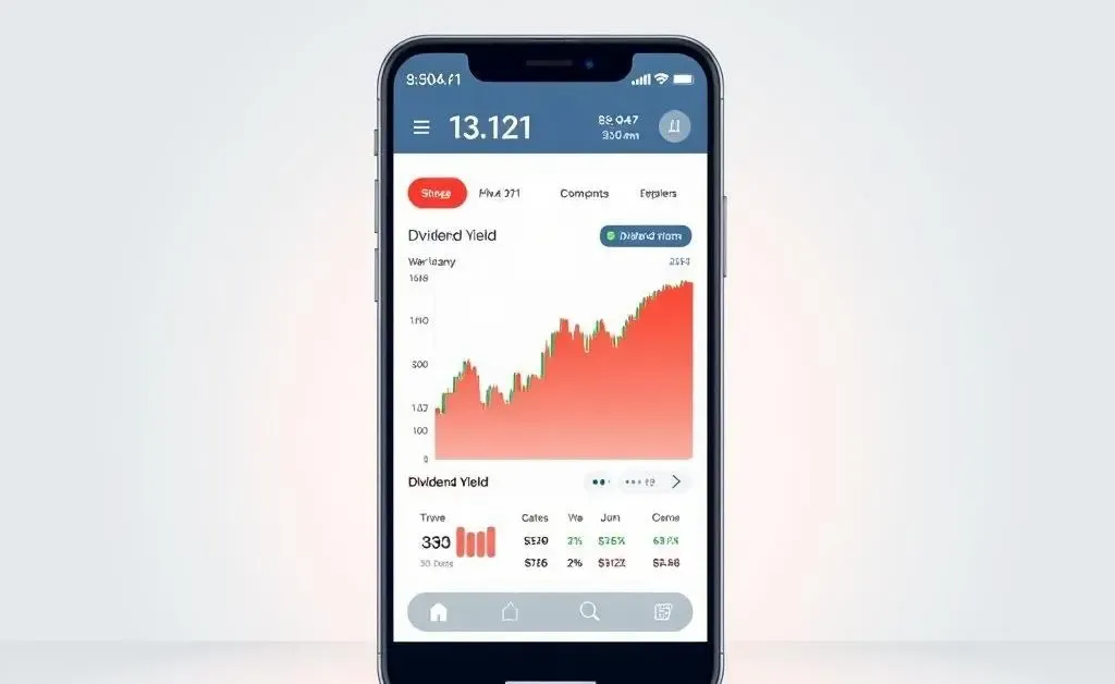 Smartphone showing a stock app with emphasis on dividend yield
