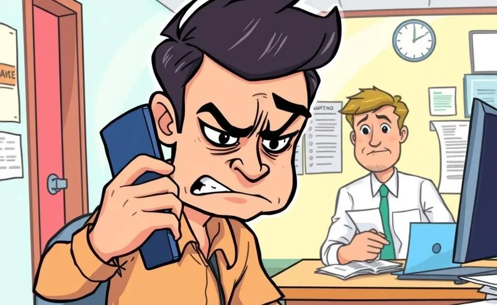 Stressed person on the phone with an insurance representative