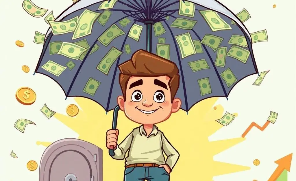 Man under an insurance umbrella