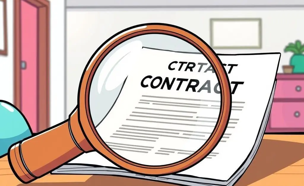 Magnifying glass examining contract fine print