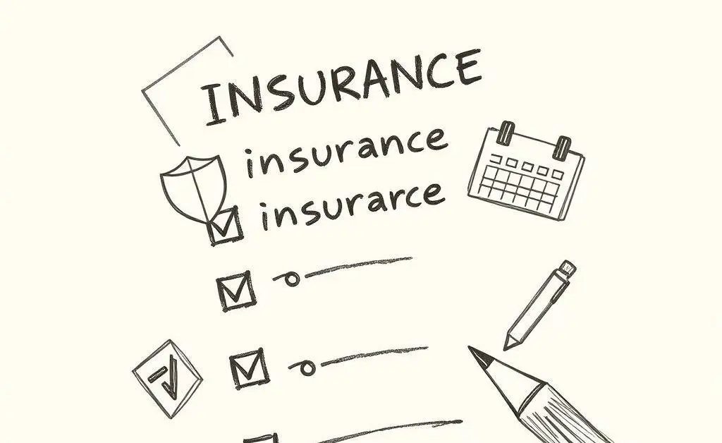 Checklist of insurance-related items being ticked off