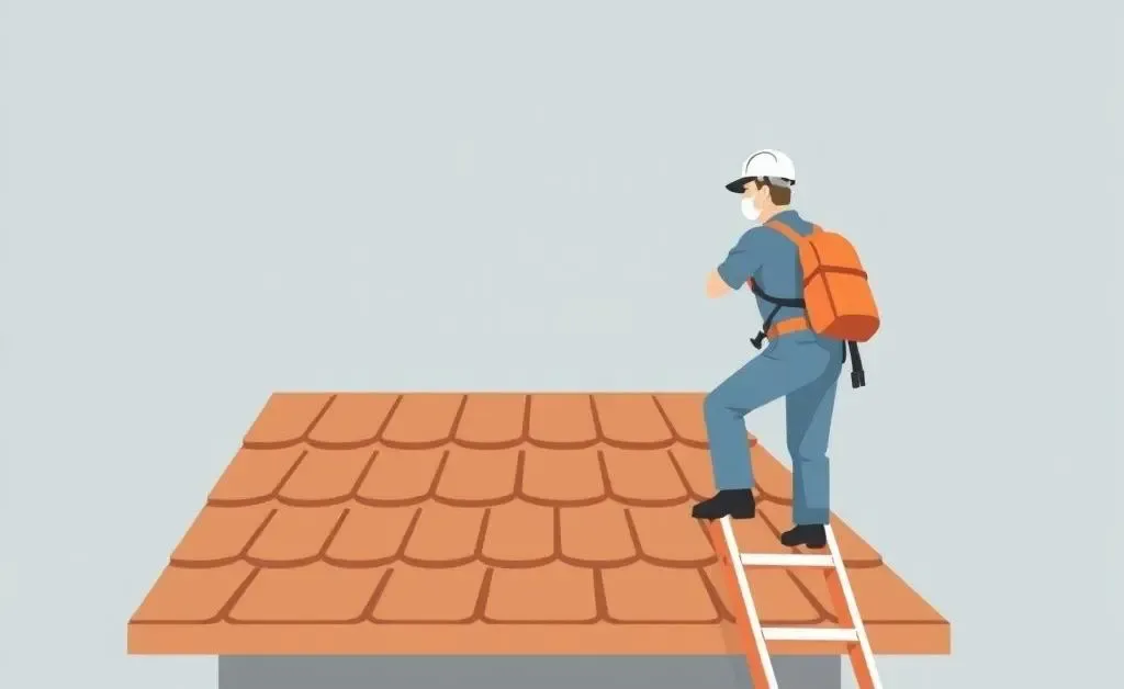 Illustration of a contractor inspecting a roof