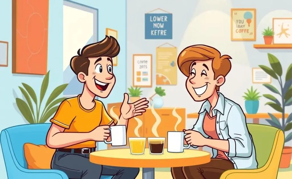 Employees having a friendly chat over coffee