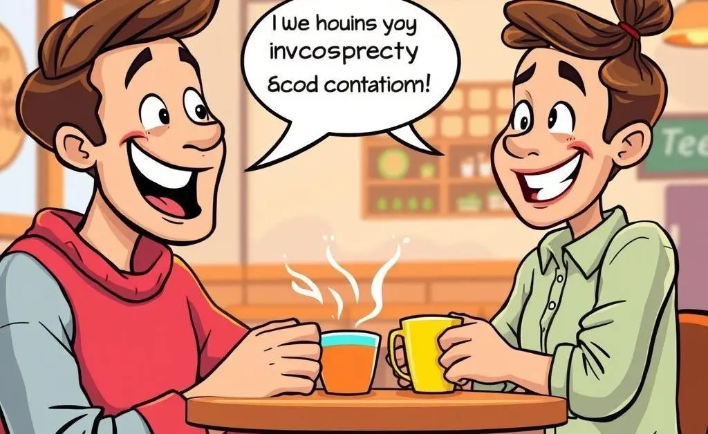 Two friends engaged in a discussion about real estate over coffee.