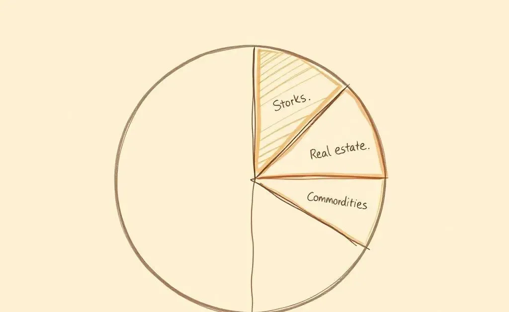 A simple, hand-drawn style pie chart showing diversification within core investments.