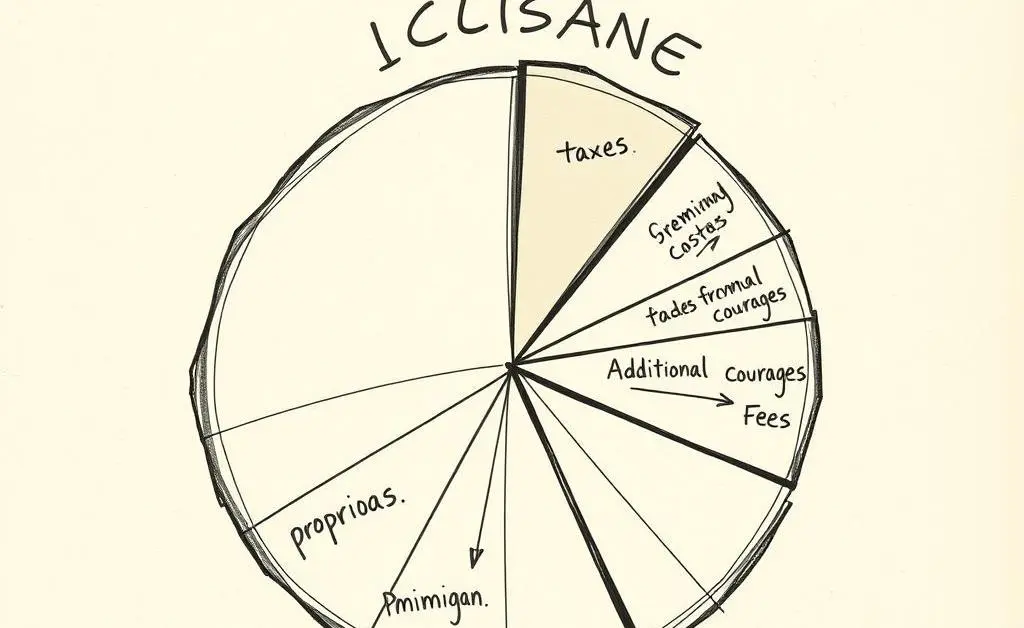 Hand-drawn pie chart showing cost components of Michigan auto insurance