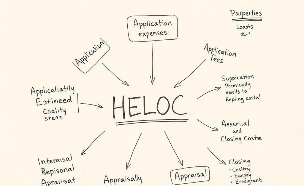 A hand-drawn chart outlining various costs associated with HELOCs.