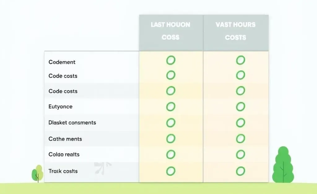 A simple cartoon-style table comparing costs of different housing options