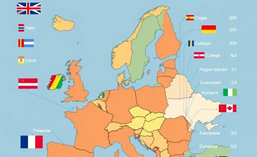 A cartoon-style chart comparing cost of living in different European countries.