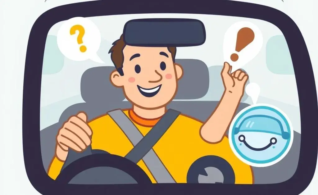 Driver applies cost-saving driving habits with a smiling car icon