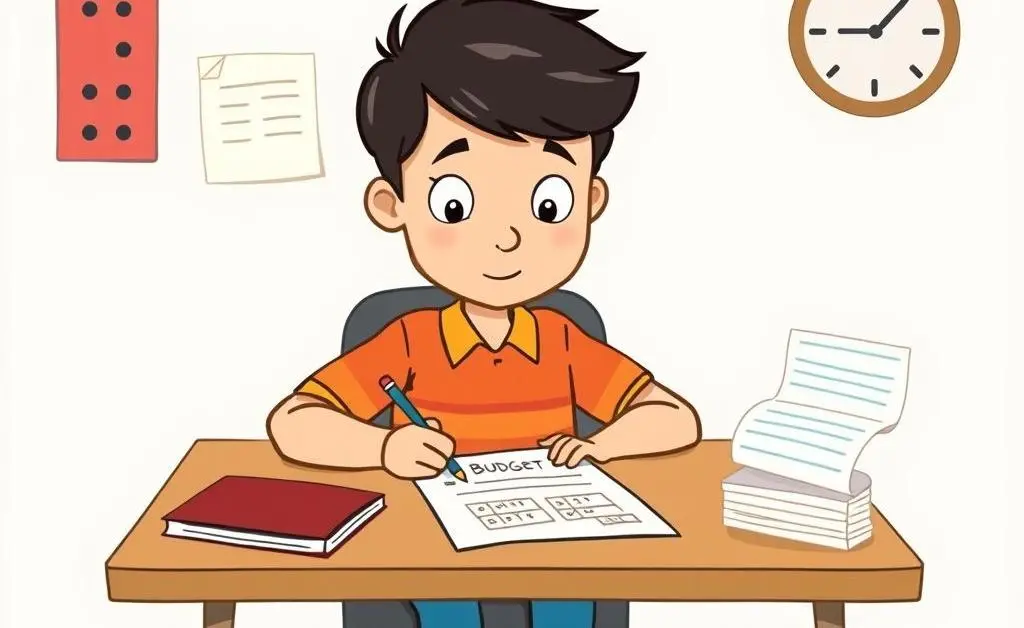 Student creating a budget plan