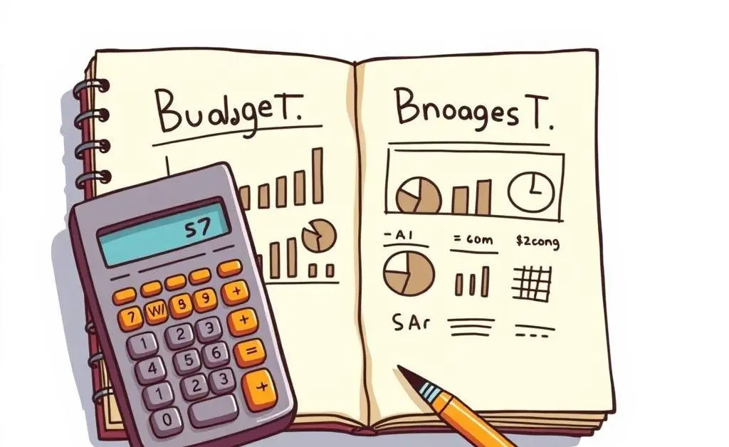 Budget plan sketch on a notepad