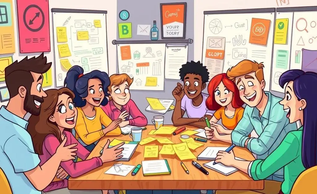 People in a creative brainstorming session.