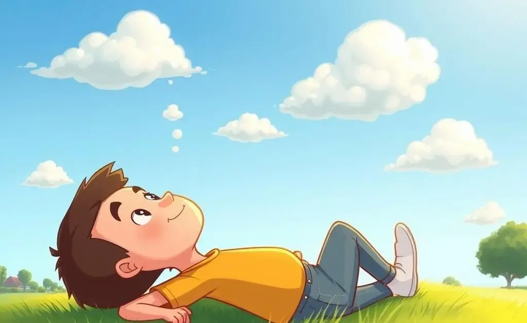 Person daydreaming while looking at clouds