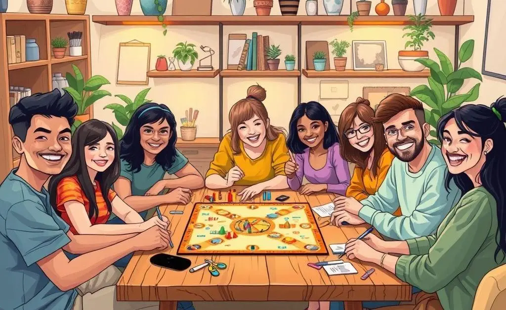 Friends playing board games