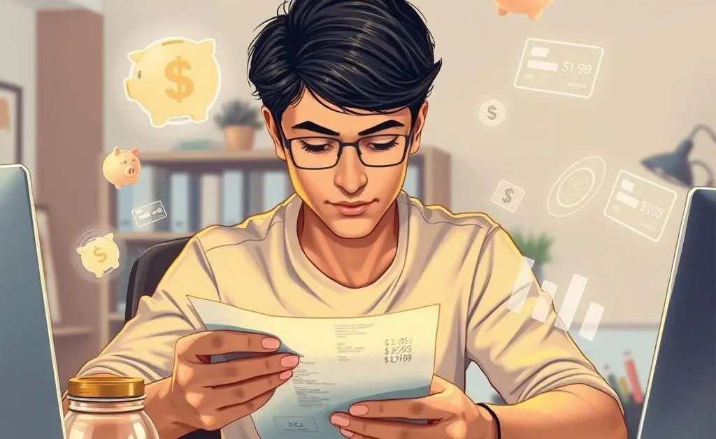 Person at a desk with credit-building habits