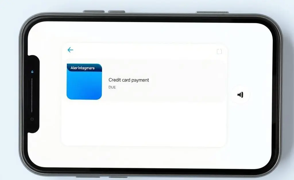 Smartphone showing a credit card payment alert.