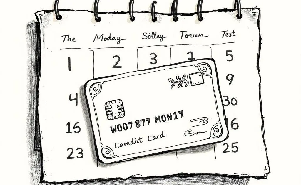 A calendar with a credit card indicating payment due