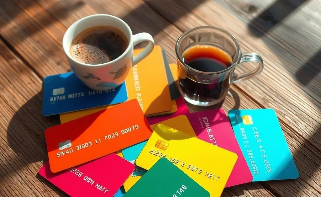 Different colorful credit cards