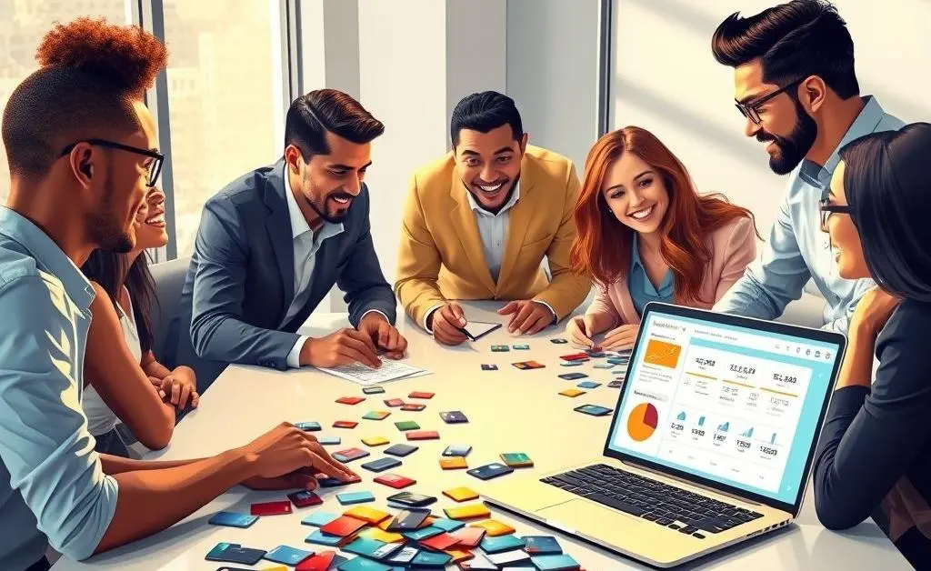 Illustration of people strategizing credit card rewards