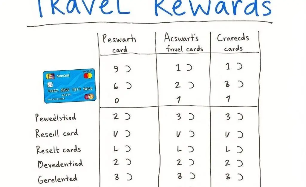 Comparison chart of credit cards highlighting travel rewards