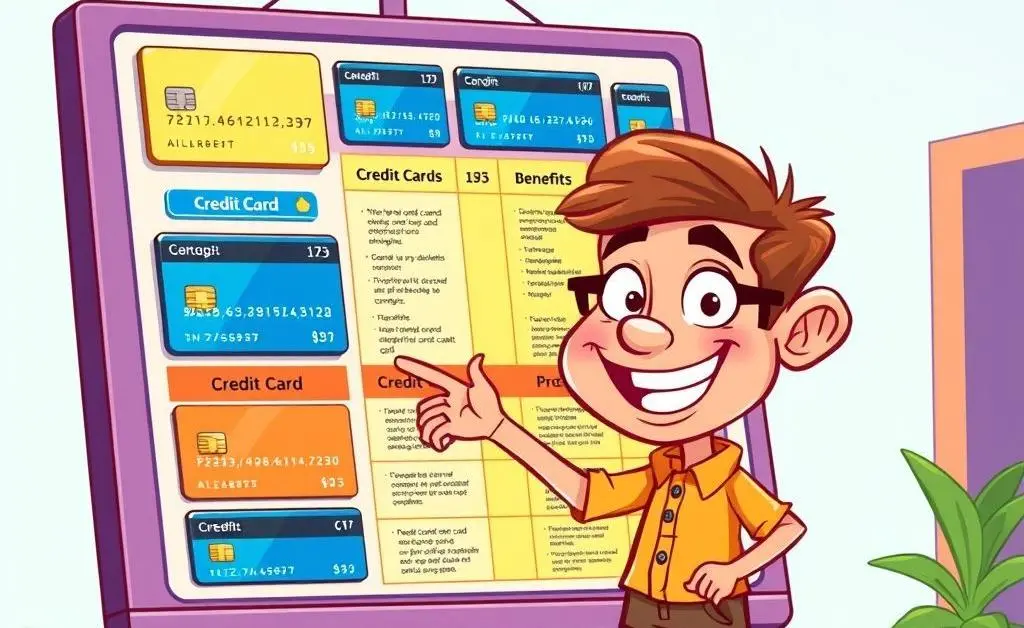 Person comparing credit cards on a chart