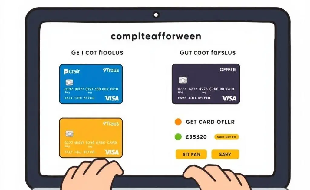 A person comparing different credit card offers on their laptop