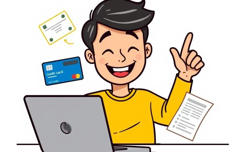 Person managing their credit card on a laptop