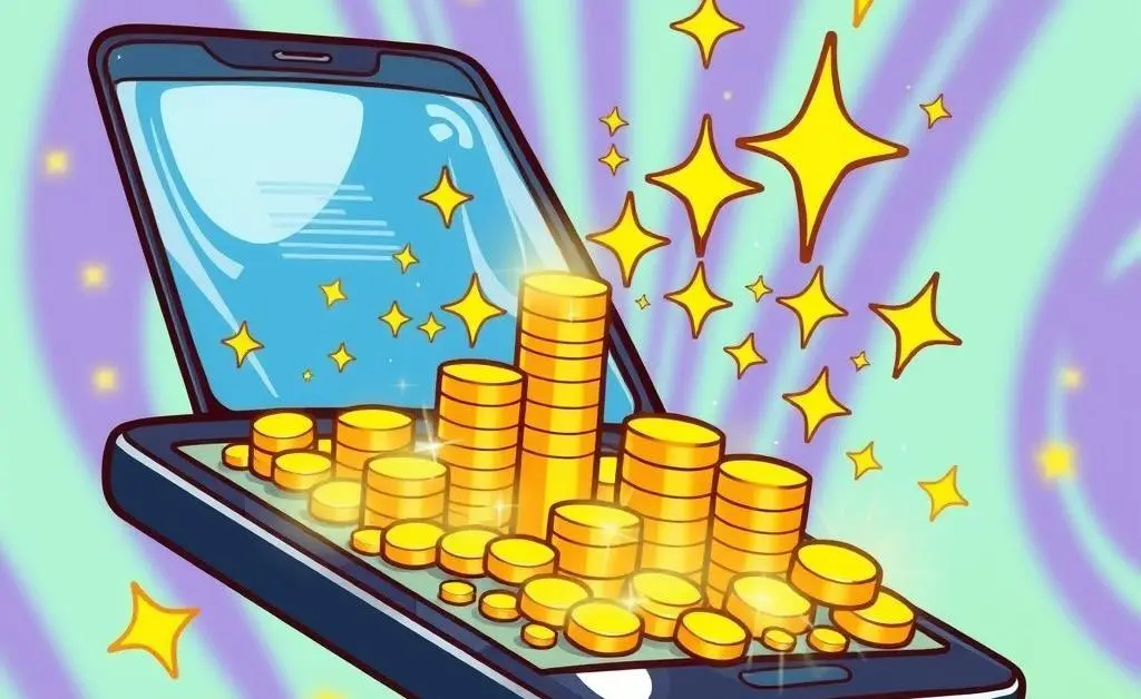 Illustration of reward points accumulating on a phone screen