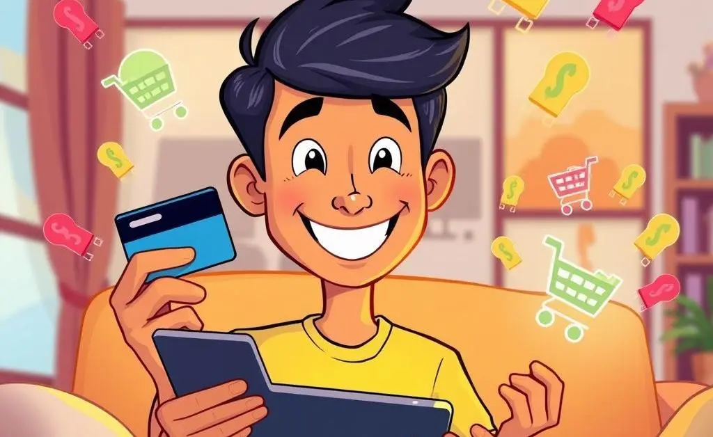 A person using reward points for online shopping
