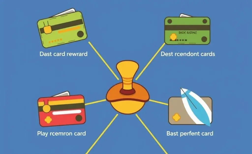 A colorful chart showing different types of credit card rewards with a cartoonish style.