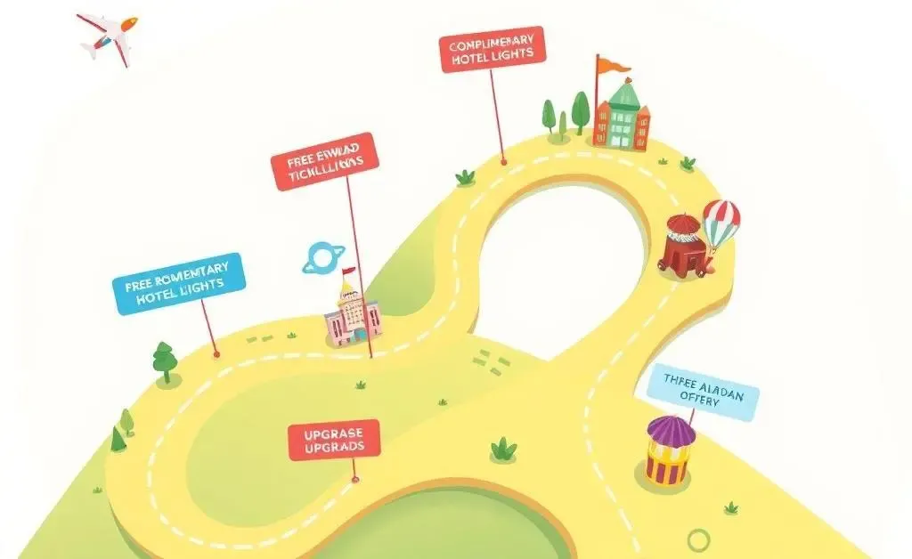 A roadmap illustrating travel rewards milestones