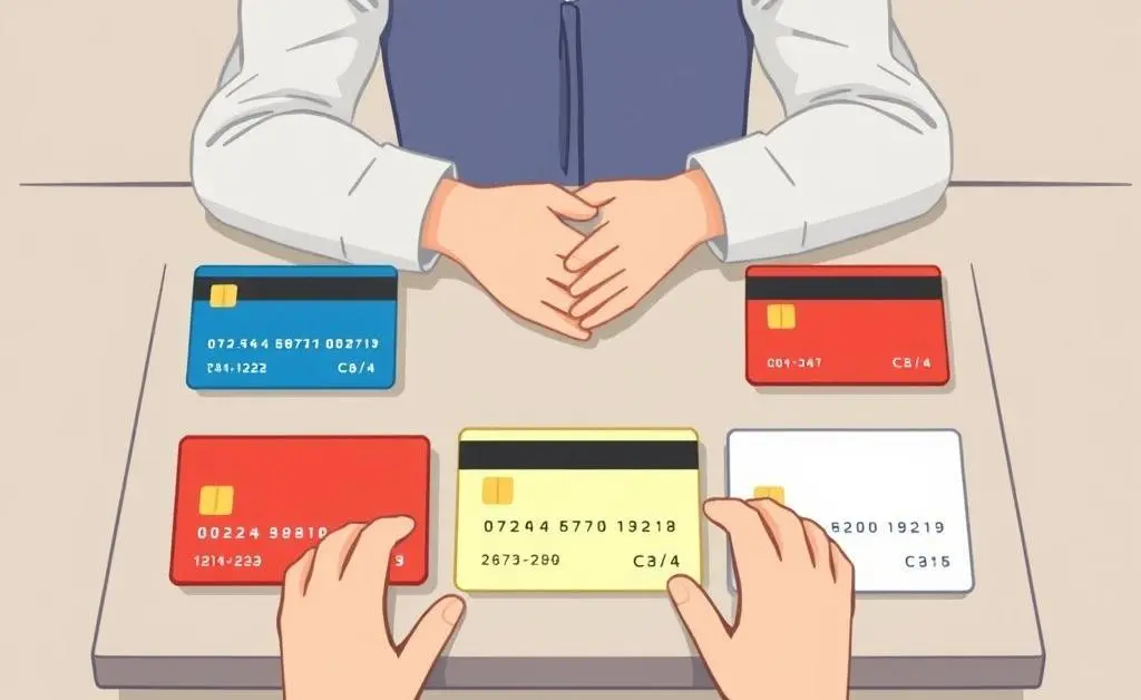 Illustration of different credit card options.