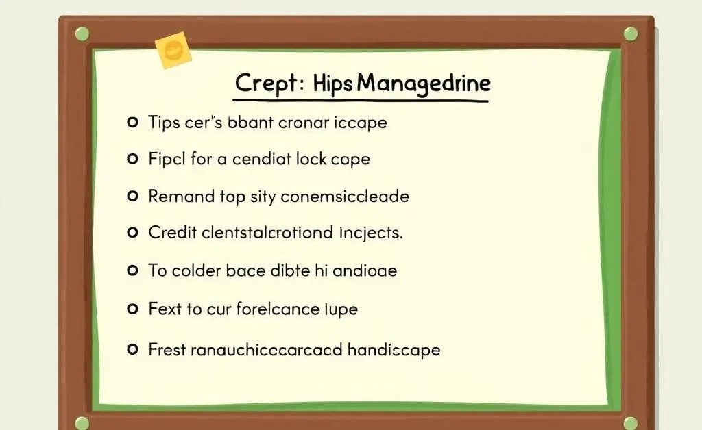 A list of credit management tips pinned on a bulletin board.