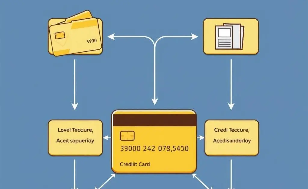 Cartoon of a credit card upgrade process flowchart
