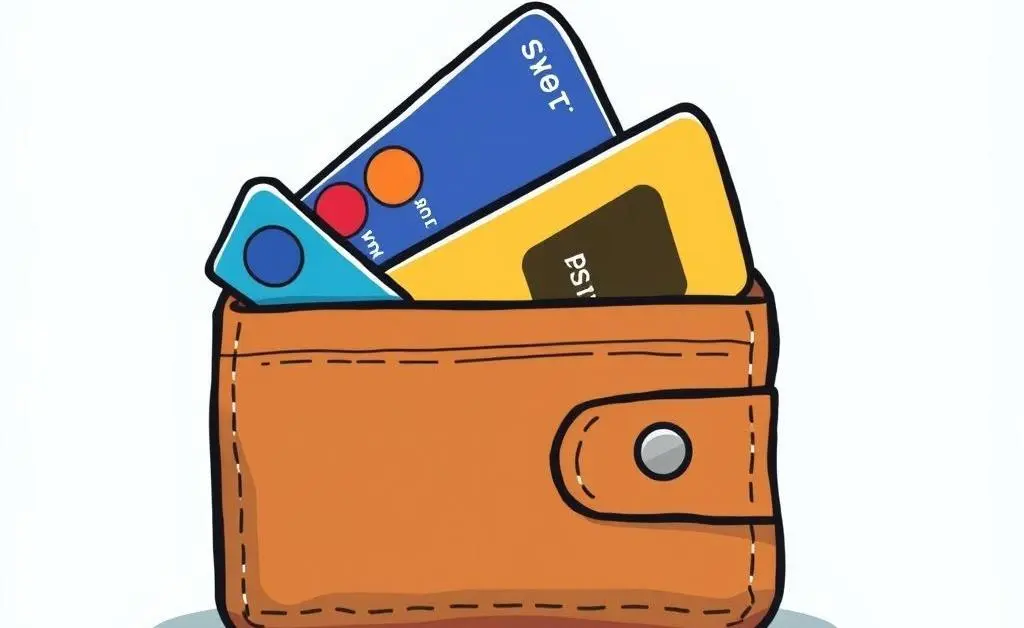 Credit card wallet with various credit cards