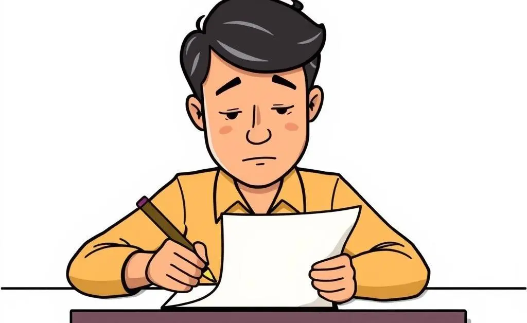 Cartoon-style image of a person writing a credit dispute letter
