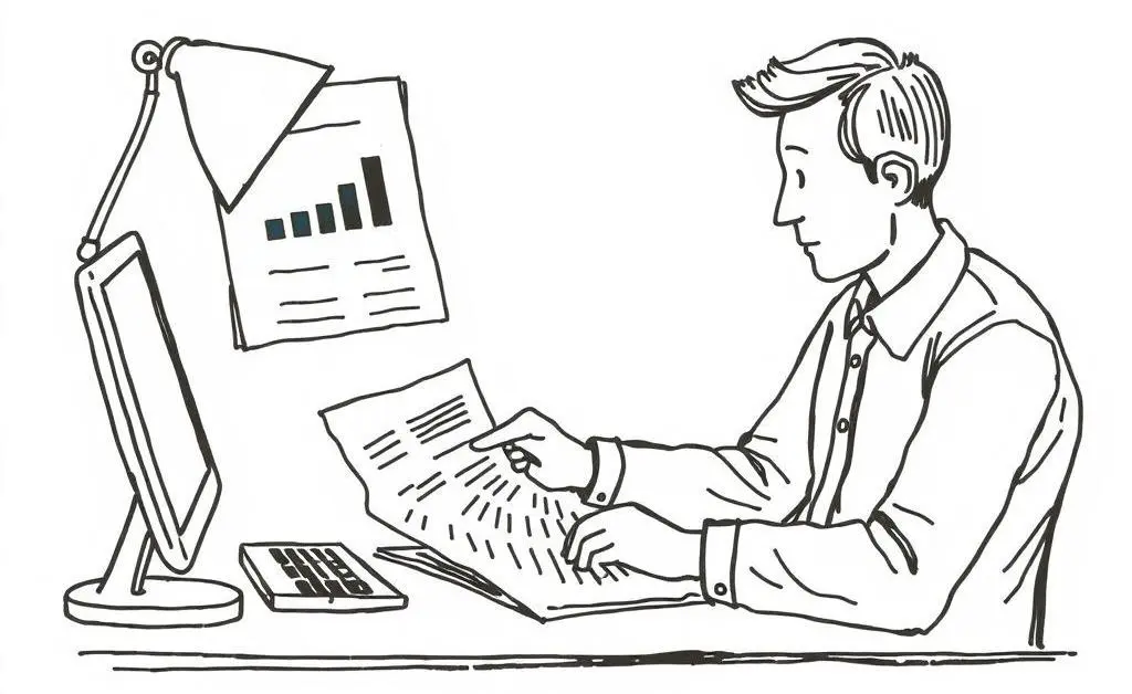 A person analyzing a credit report at a desk
