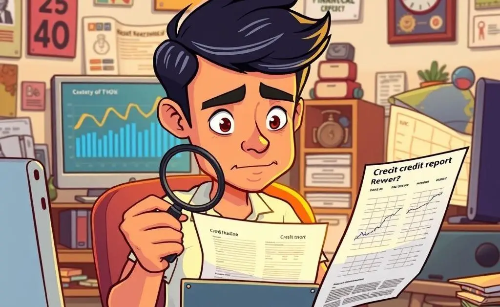 Person reviewing a credit report